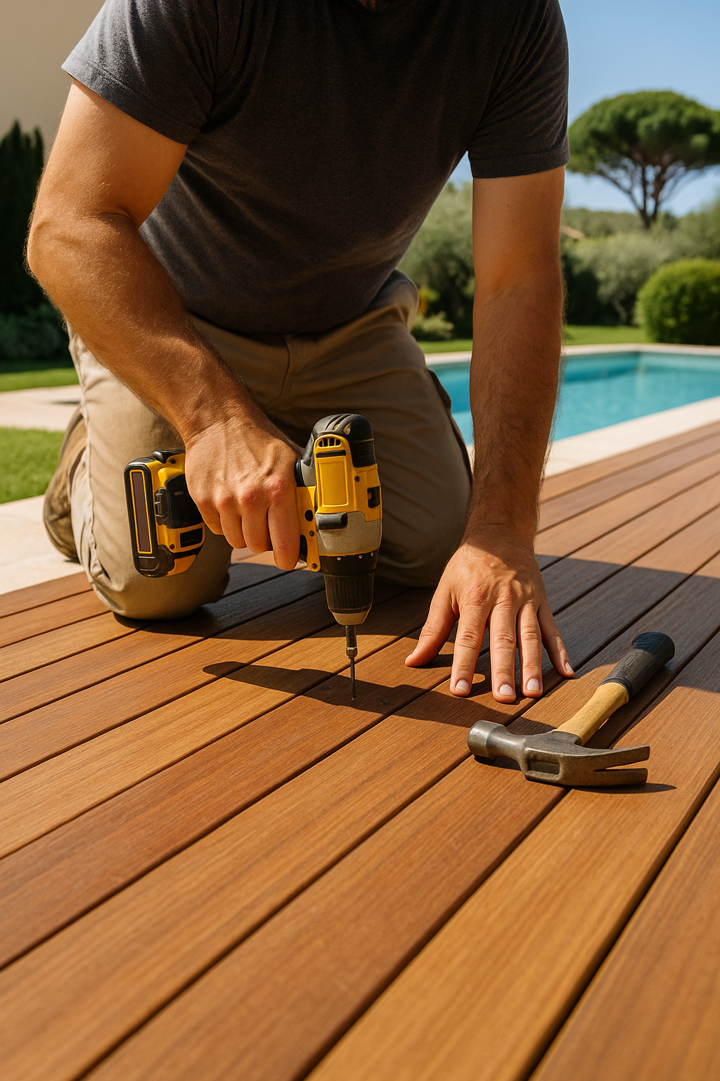 pose terrasse bois teck composite villa Golfe de Saint-Tropez Var